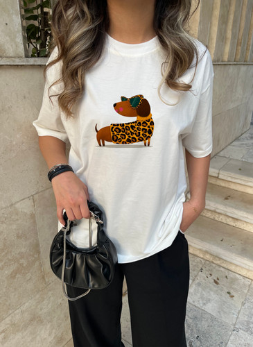 تی شرت زنانه مدل Hot Dog طرح ترند