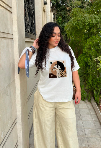 تی شرت زنانه مدل Cat طرح گربه نخ پنبه