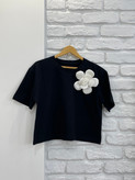کراپ تیشرت زنانه مدل Flower طرح گلدار نخ پنبه مونلی