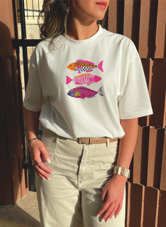 تی شرت زنانه مدل fish تنفس پذیر و نخ پنبه